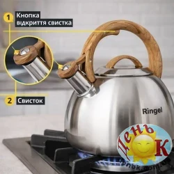 Чайник со свистком RINGEL Trio 2,5 л из нержавеющей стали