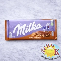 Молочный шоколад с арахисом и карамелью Milka
