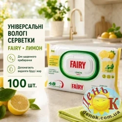 Универсальные влажные салфетки Fairy Lemon 100 шт