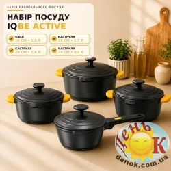 Набор алюминиевой посуды IQ Be Active с крышками 4 предмета кастрюли 18, 20, 24 см и ковш 16 см