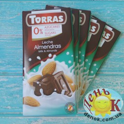 Молочный шоколад без сахара с миндалем Torras Leche Almendras Milk & Aimonds Испания купить в Украине недорого