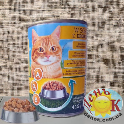 Корм для котов в банке c птицей