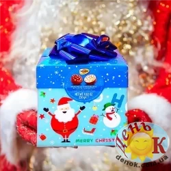 Конфеты Коробка с бантом синяя