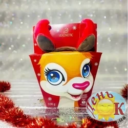 Новогодний подарок с ушками оленя (красные)