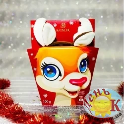Новогодний подарок с ушками оленя (белые)