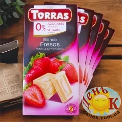 Белый шоколад с клубникой без сахара Torras White & Strowberries Испания